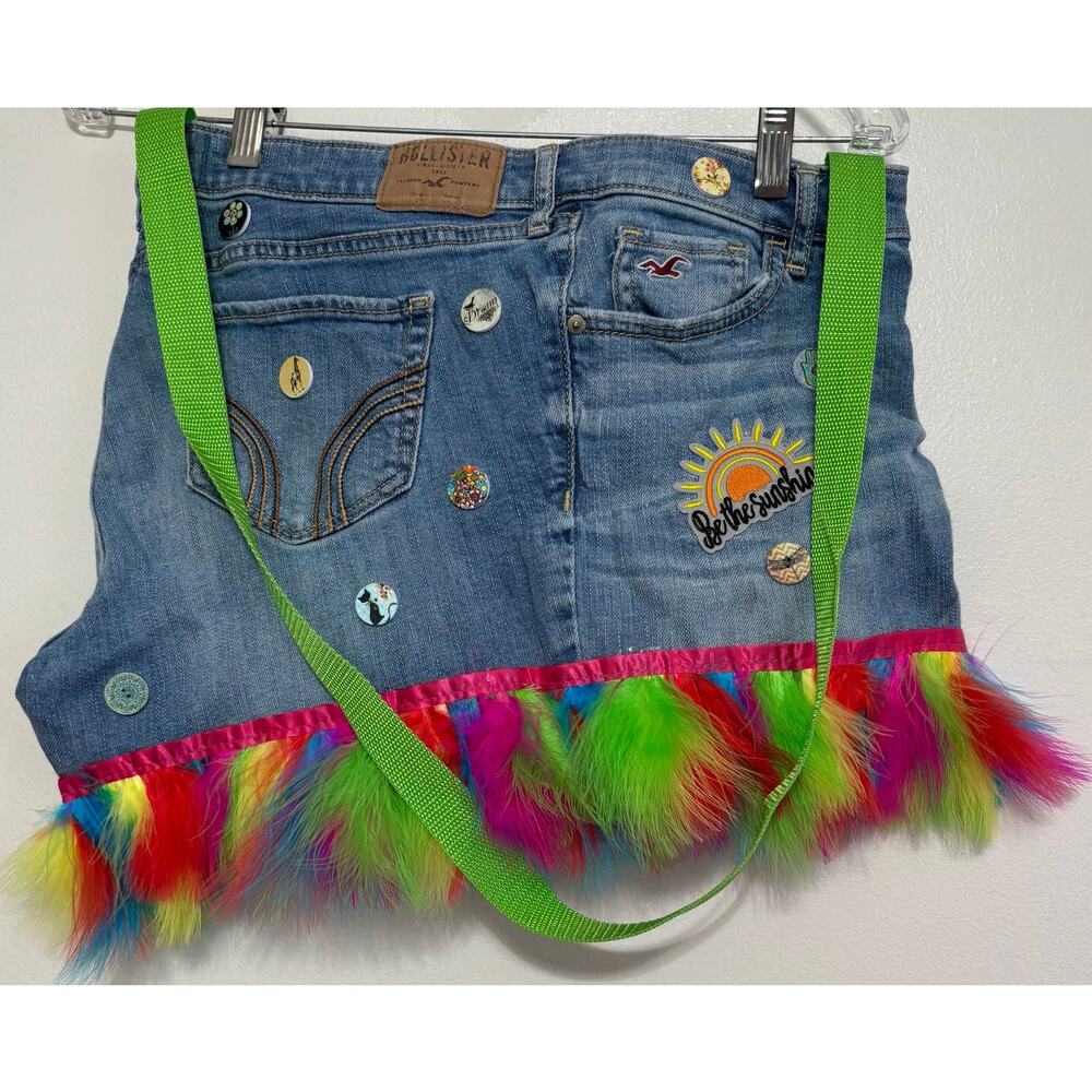 Upcycled Hollister Hippie Boho Denim Purse